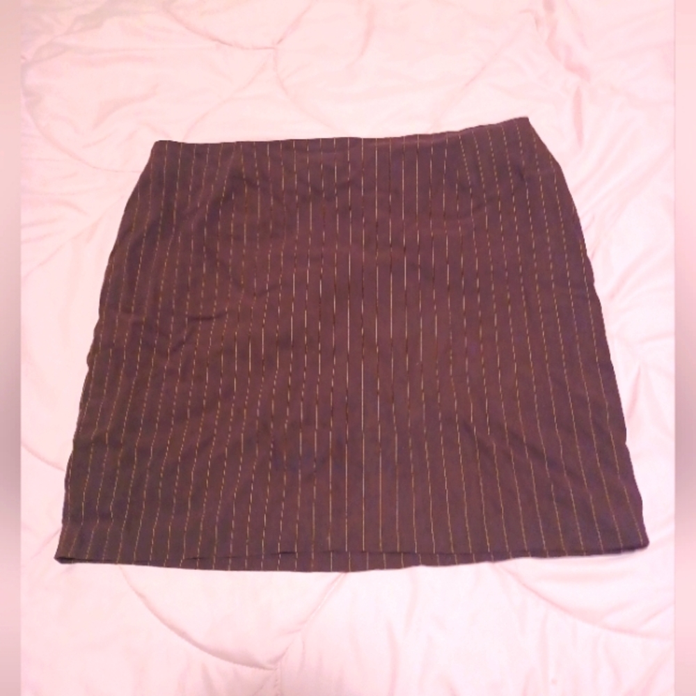 Shape FX Brown Pinstripe Pencil Skirt Size 12/14